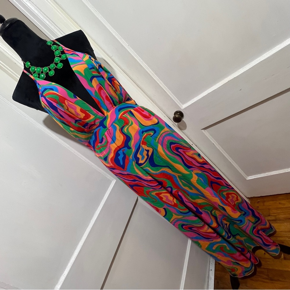 SHEIN Colorful Swirl Backless Dress Womens XL - Picture 9 of 16